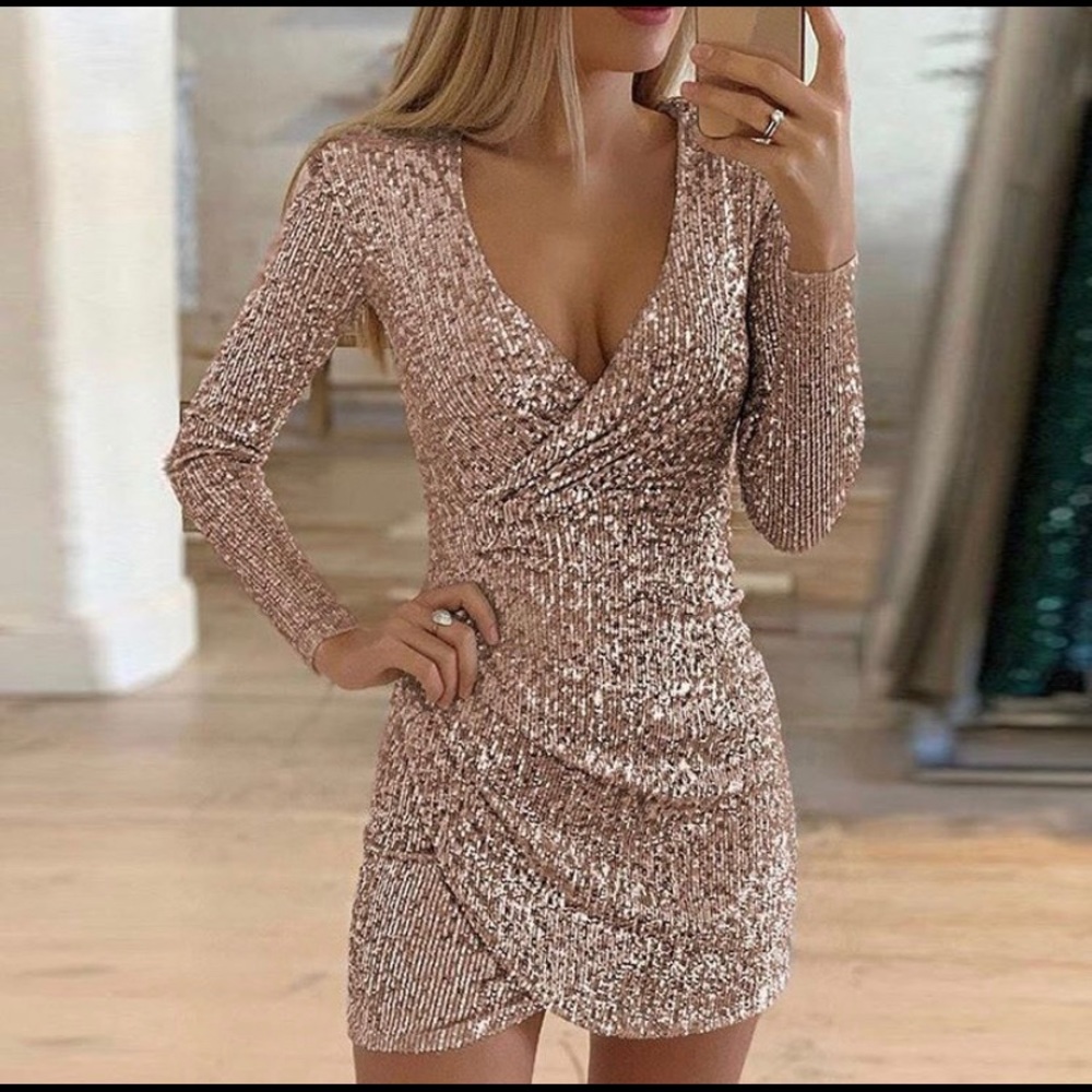Gold sequin dress